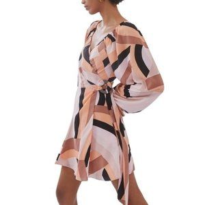 Anthropologie Hutch Geo Wrap Mini Dress in Pink Combo Size XS NWOT